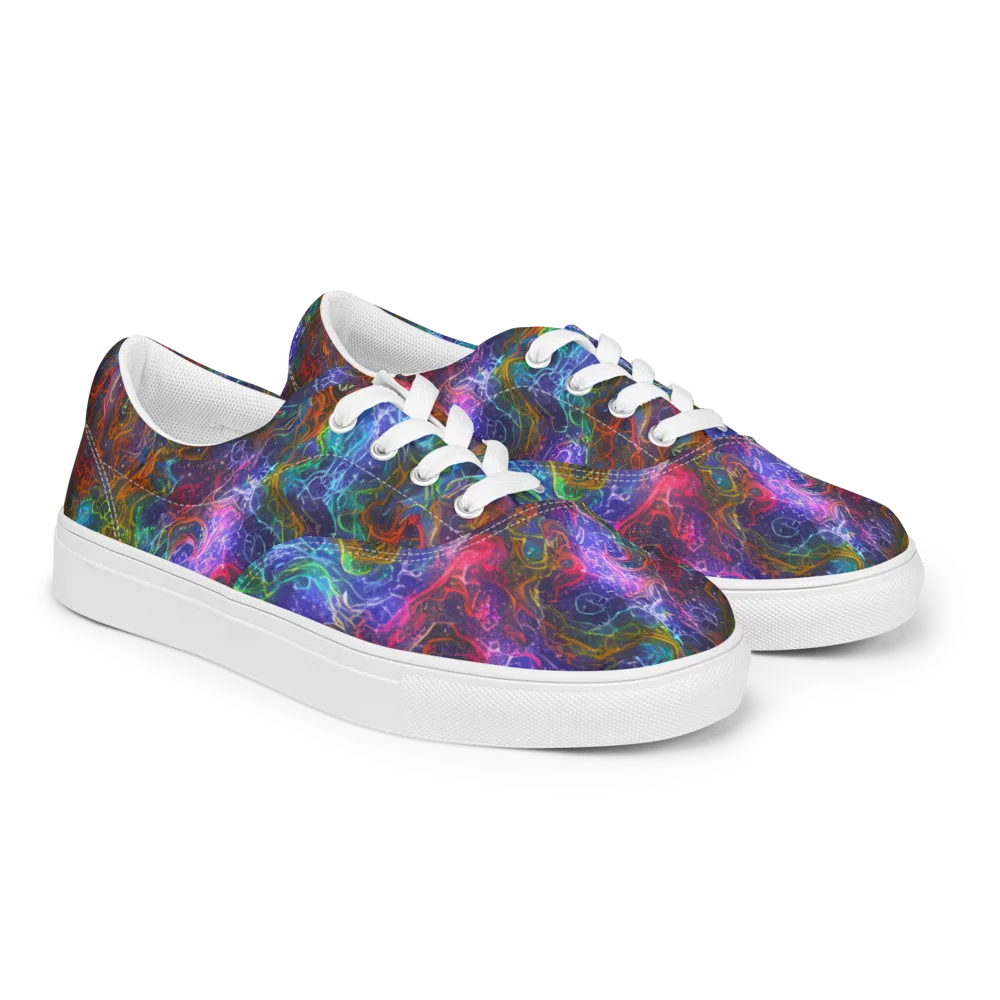 Kaleidoscope Afterdark on Men's Lace-Up Canvas Shoes — Right Front