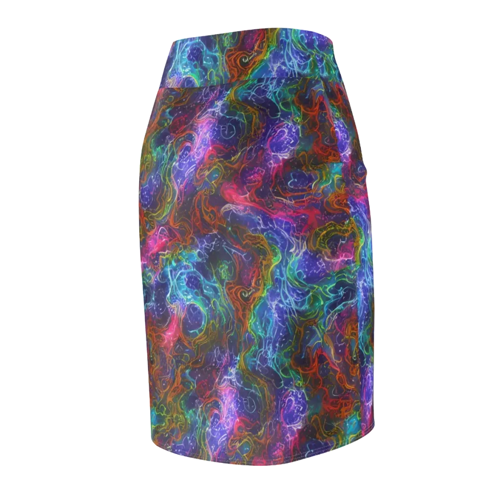 Kaleidoscope Afterdark on Pencil Skirt — Back Side