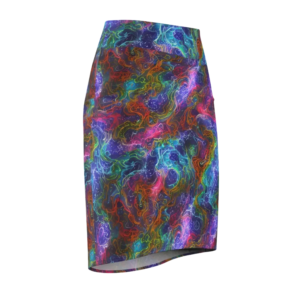 Kaleidoscope Afterdark on Pencil Skirt — Front Side