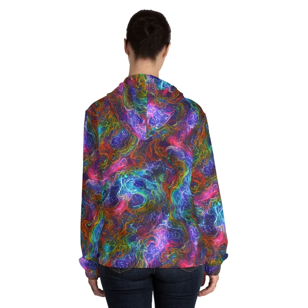 Kaleidoscope Afterdark on Women's Full-Zip Hoodie — Back On Person