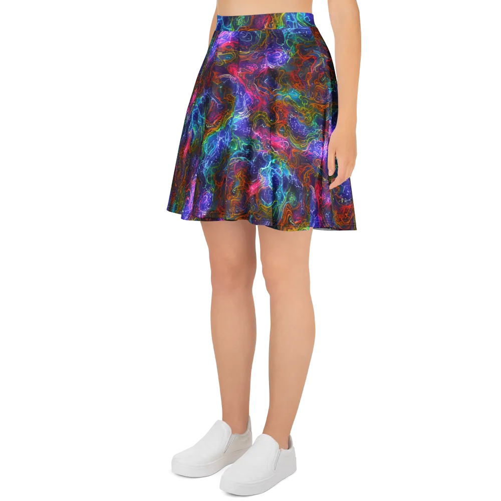 Kaleidoscope Afterdark on Skater Skirt — Left