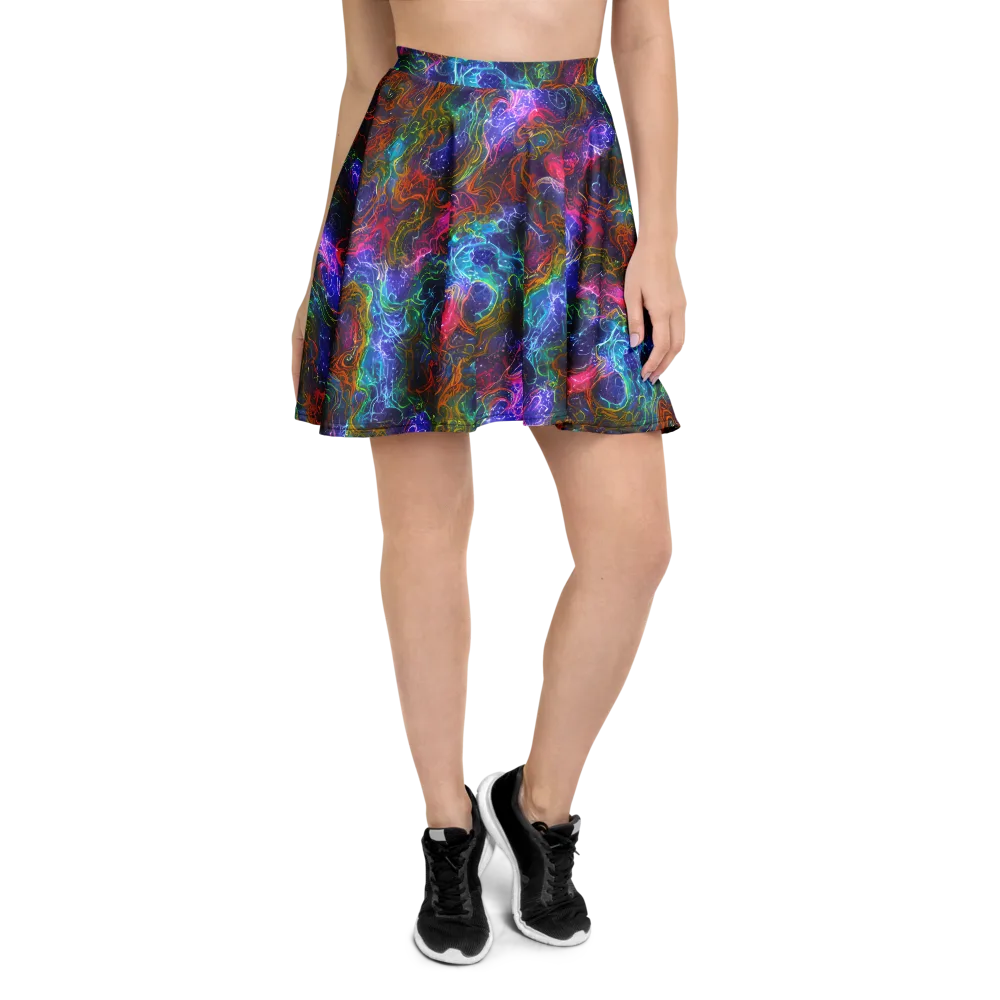 Kaleidoscope Afterdark on Skater Skirt — Front