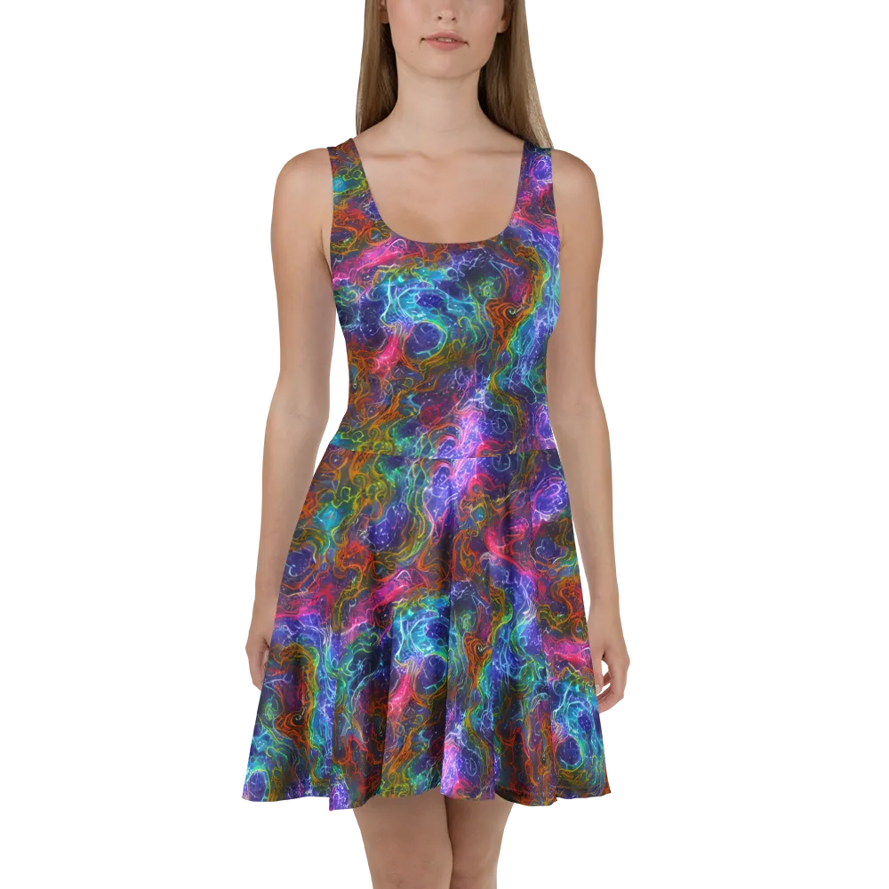 Kaleidoscope Afterdark on Skater Dress — Front
