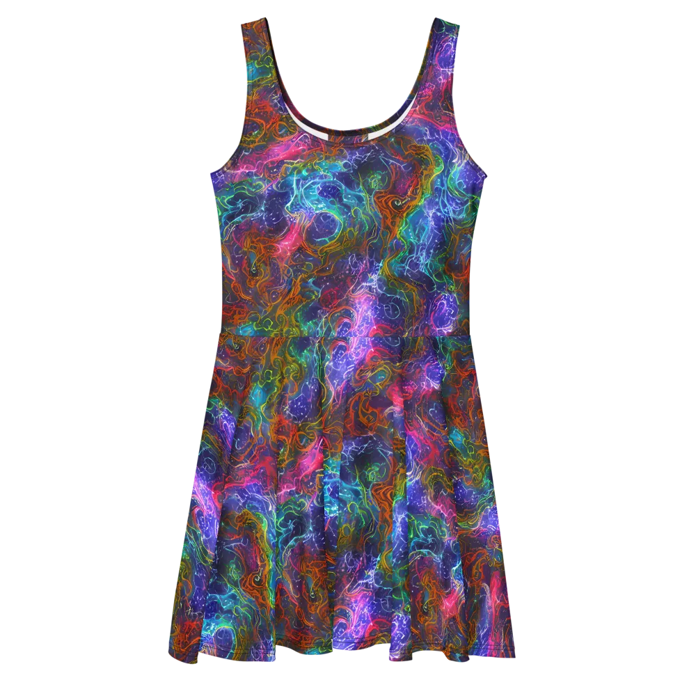 Kaleidoscope Afterdark on Skater Dress — Front