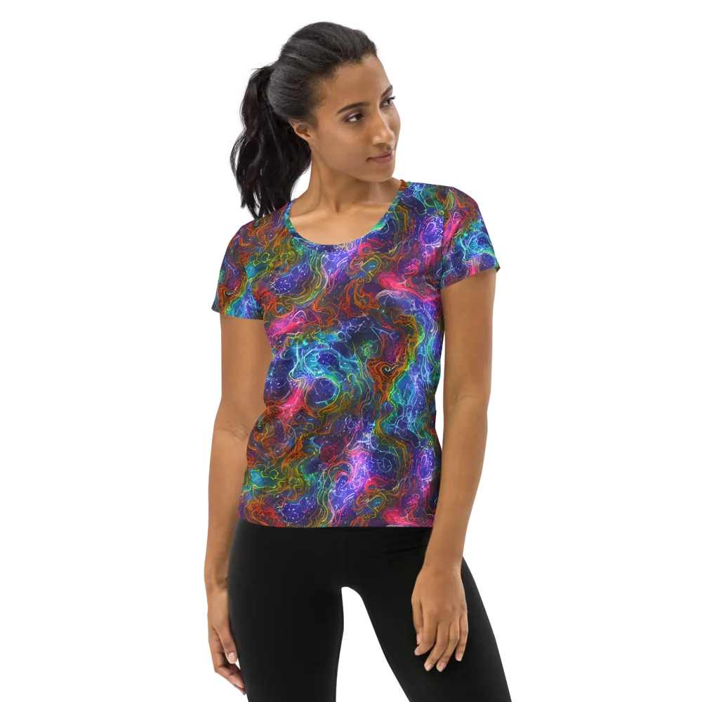 Kaleidoscope Afterdark on Women's Athletic T-Shirt — Front