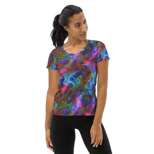 Kaleidoscope Afterdark on a Women's Athletic T-Shirt