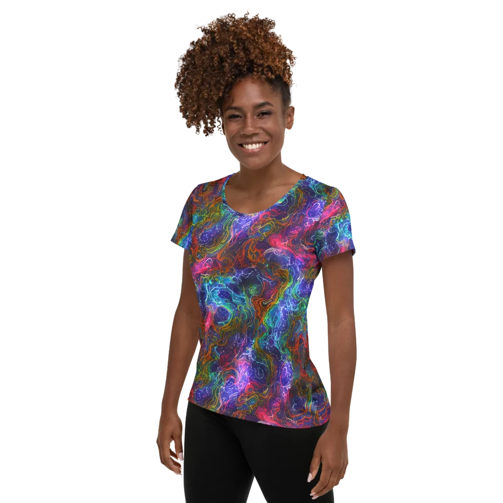 Kaleidoscope Afterdark on Women's Athletic T-Shirt — Left