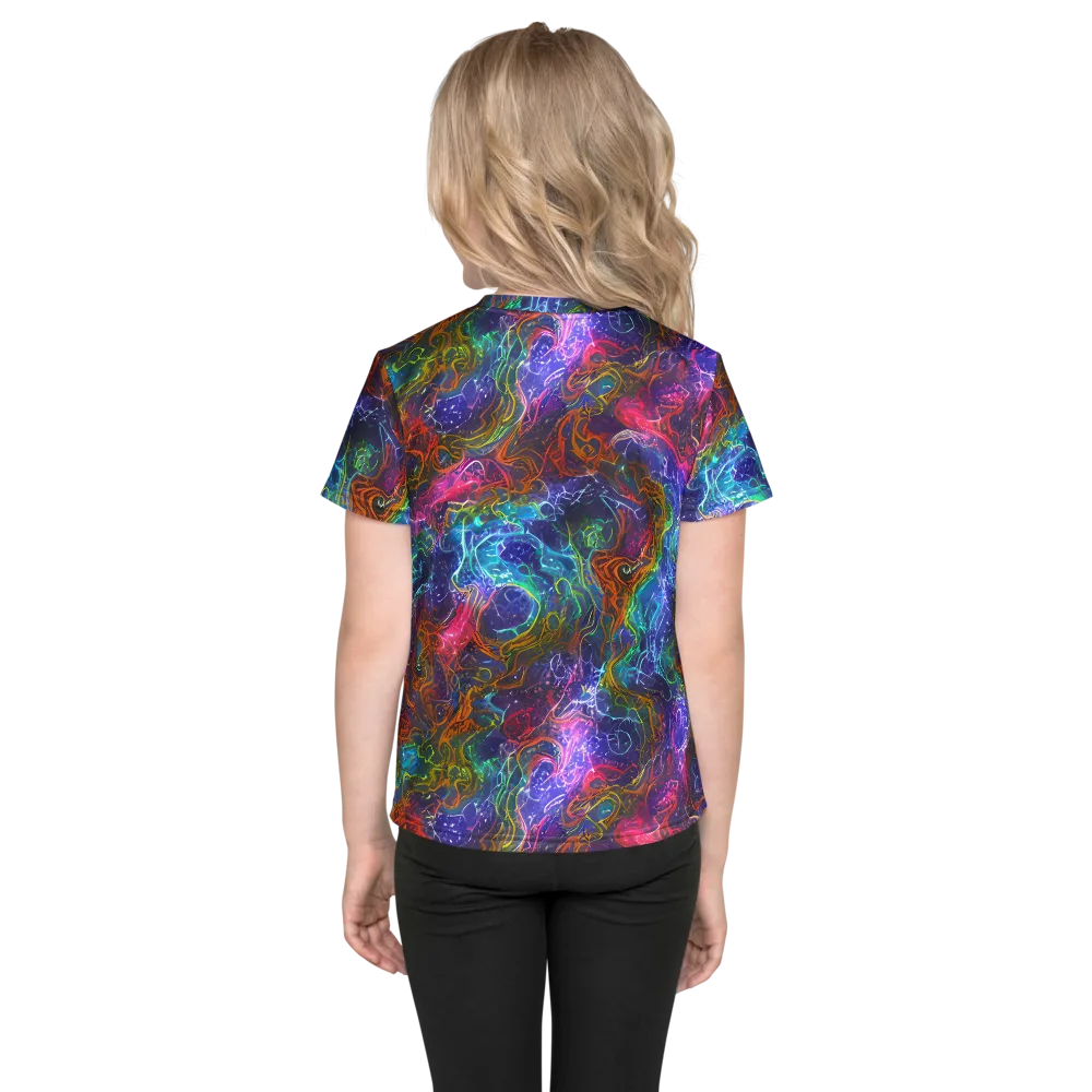 Kaleidoscope Afterdark on Kids Crew Neck T-Shirt — Back