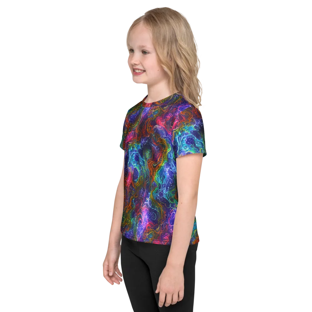 Kaleidoscope Afterdark on Kids Crew Neck T-Shirt — Left