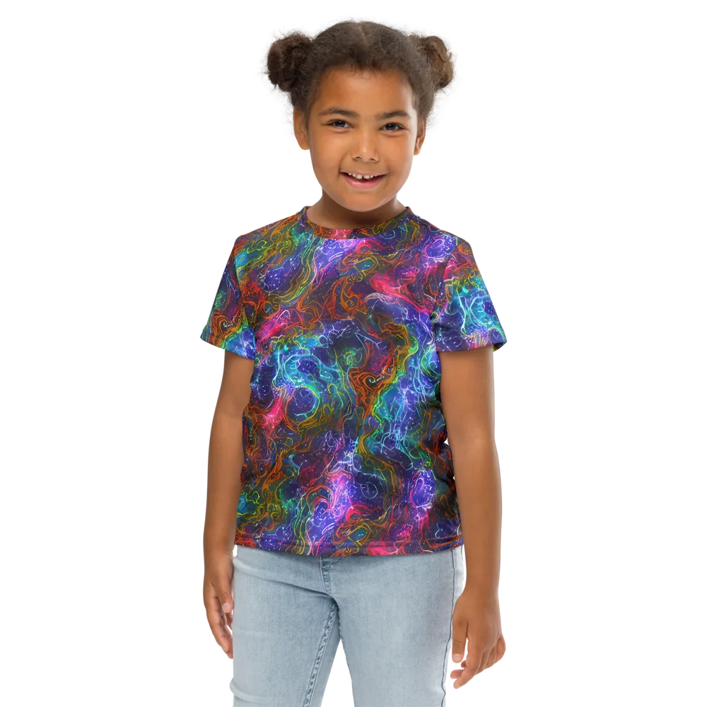Kaleidoscope Afterdark on Kids Crew Neck T-Shirt — Front