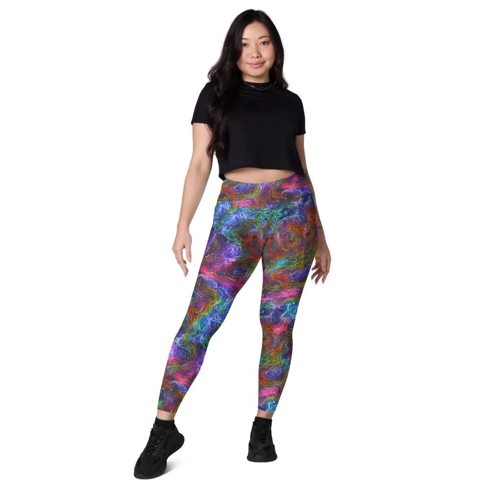Kaleidoscope Afterdark on Leggings with Pockets — Front