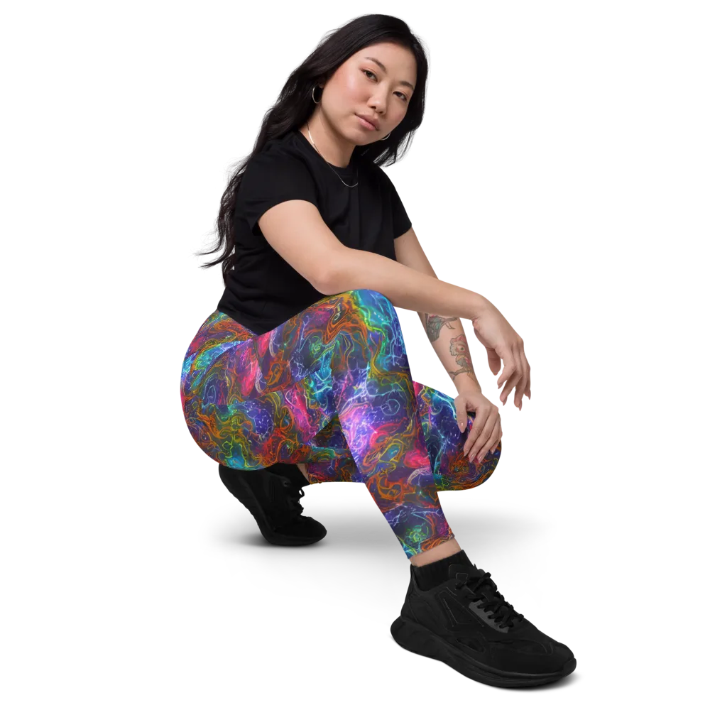 Kaleidoscope Afterdark on Leggings with Pockets — Right Front