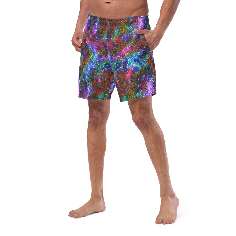 Kaleidoscope Afterdark on Swim Trunks — Left Front