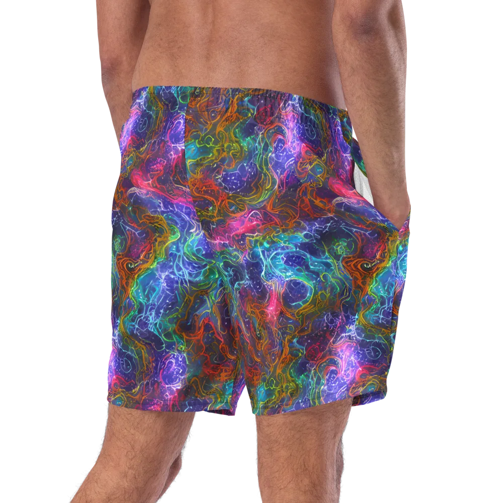 Kaleidoscope Afterdark on Swim Trunks — Right Back