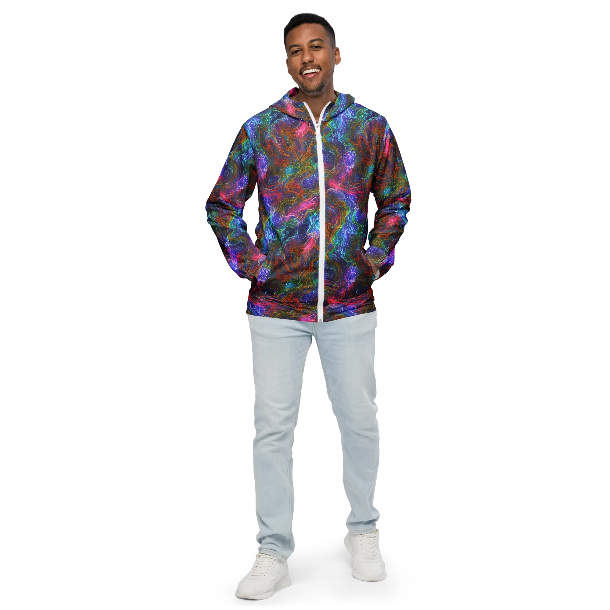 Kaleidoscope Afterdark on Men's Windbreaker — Front