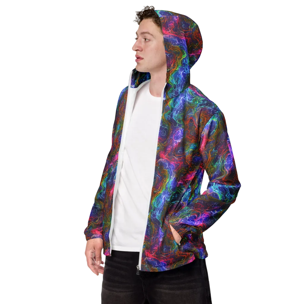 Kaleidoscope Afterdark on Men's Windbreaker — Left Front
