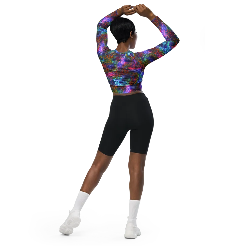 Kaleidoscope Afterdark on Long Sleeve Crop Top — Back