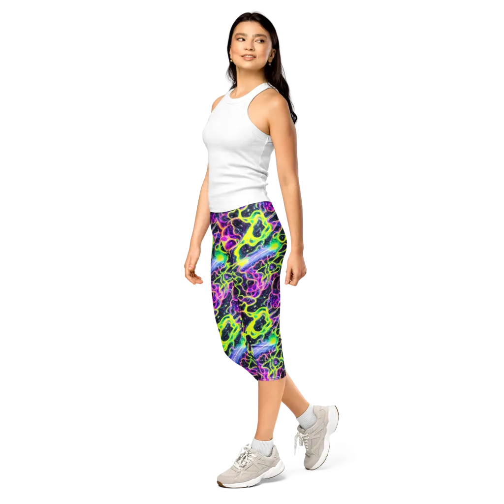 Limewire Lagoon on Capri Leggings — Left Front