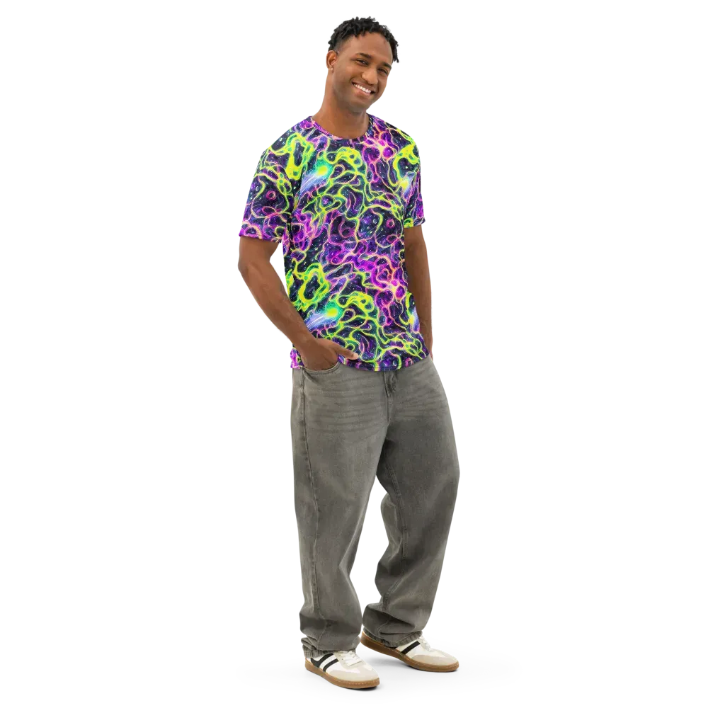 Limewire Lagoon on Men's Cotton Crew Neck T-Shirt — Right Front
