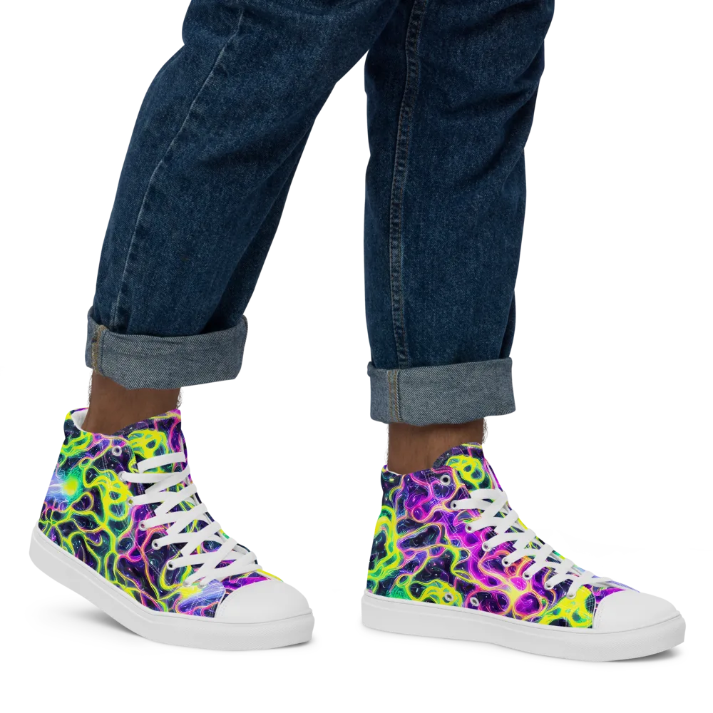 Limewire Lagoon on Men's High Top Canvas Shoes — Right