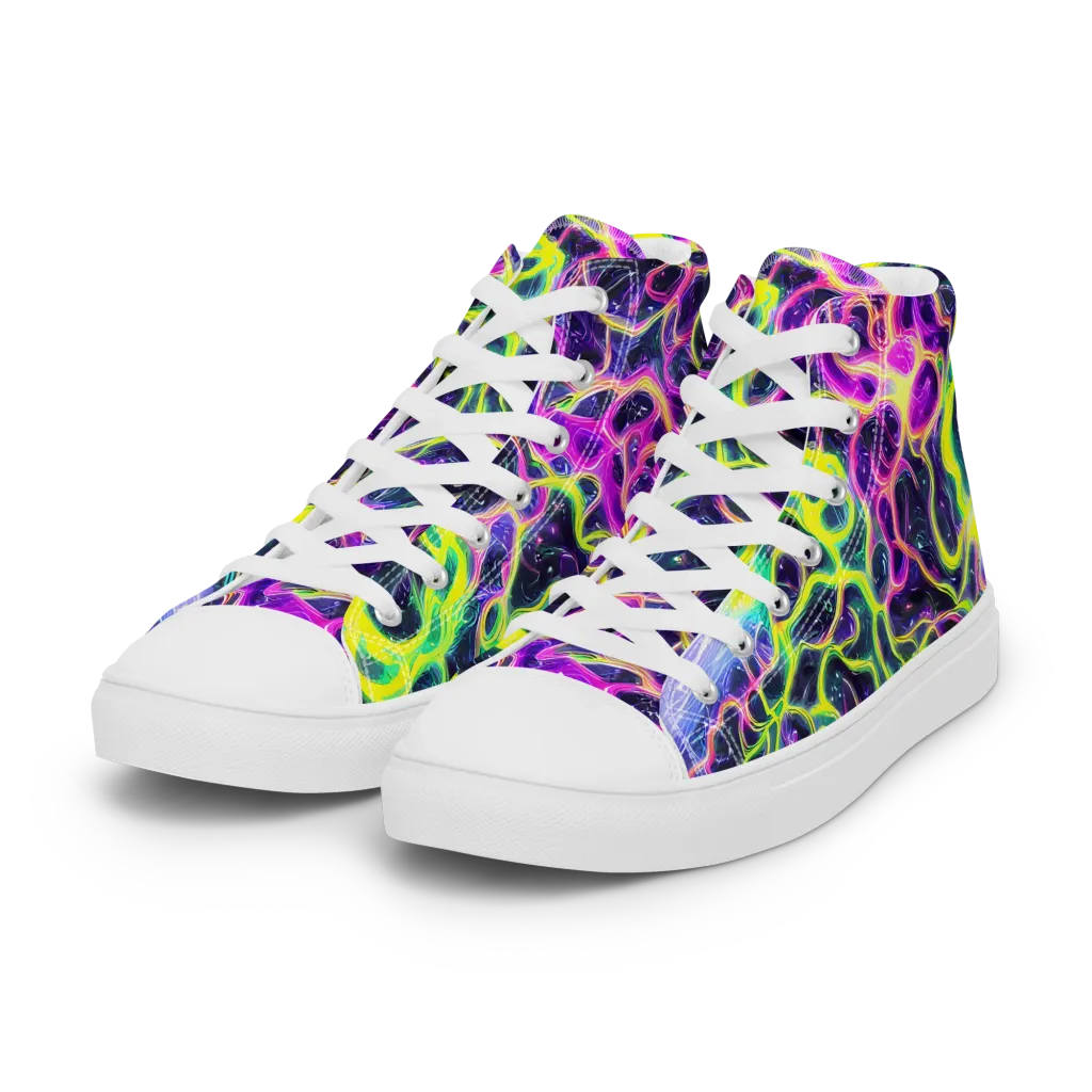 Limewire Lagoon on Women's High Top Canvas Shoes — Left Front