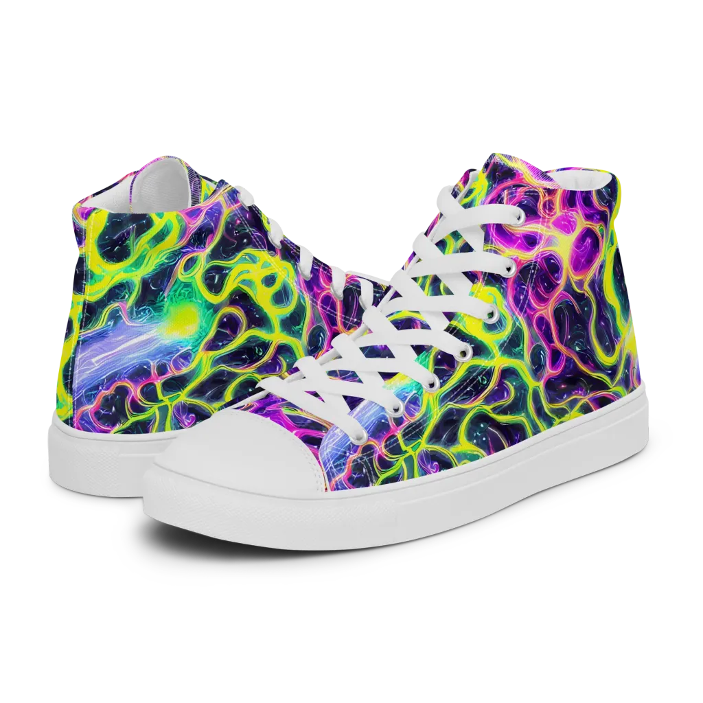 Limewire Lagoon on Women's High Top Canvas Shoes — Left