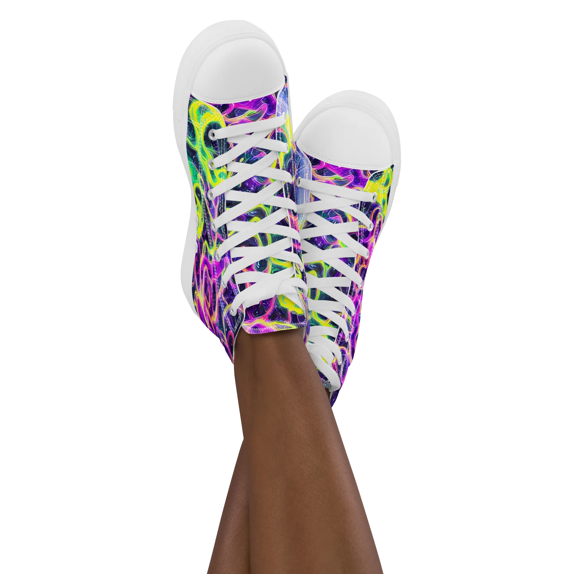 Limewire Lagoon on Women's High Top Canvas Shoes — Front