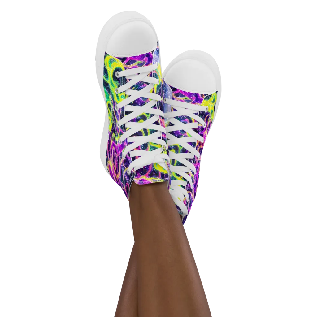 Limewire Lagoon on Women's High Top Canvas Shoes — Front