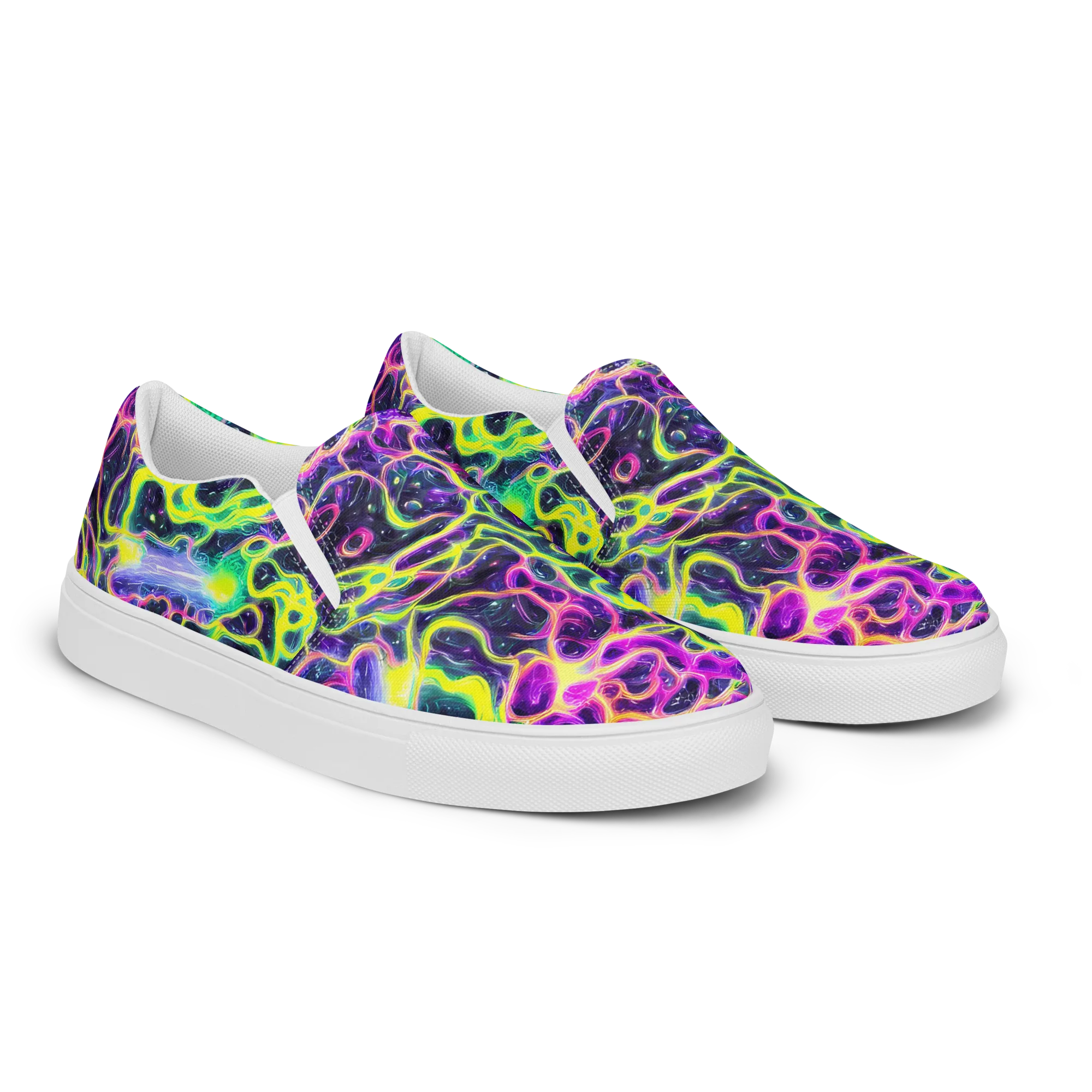 Limewire Lagoon on Men's Slip-On Canvas Shoes — Right Front