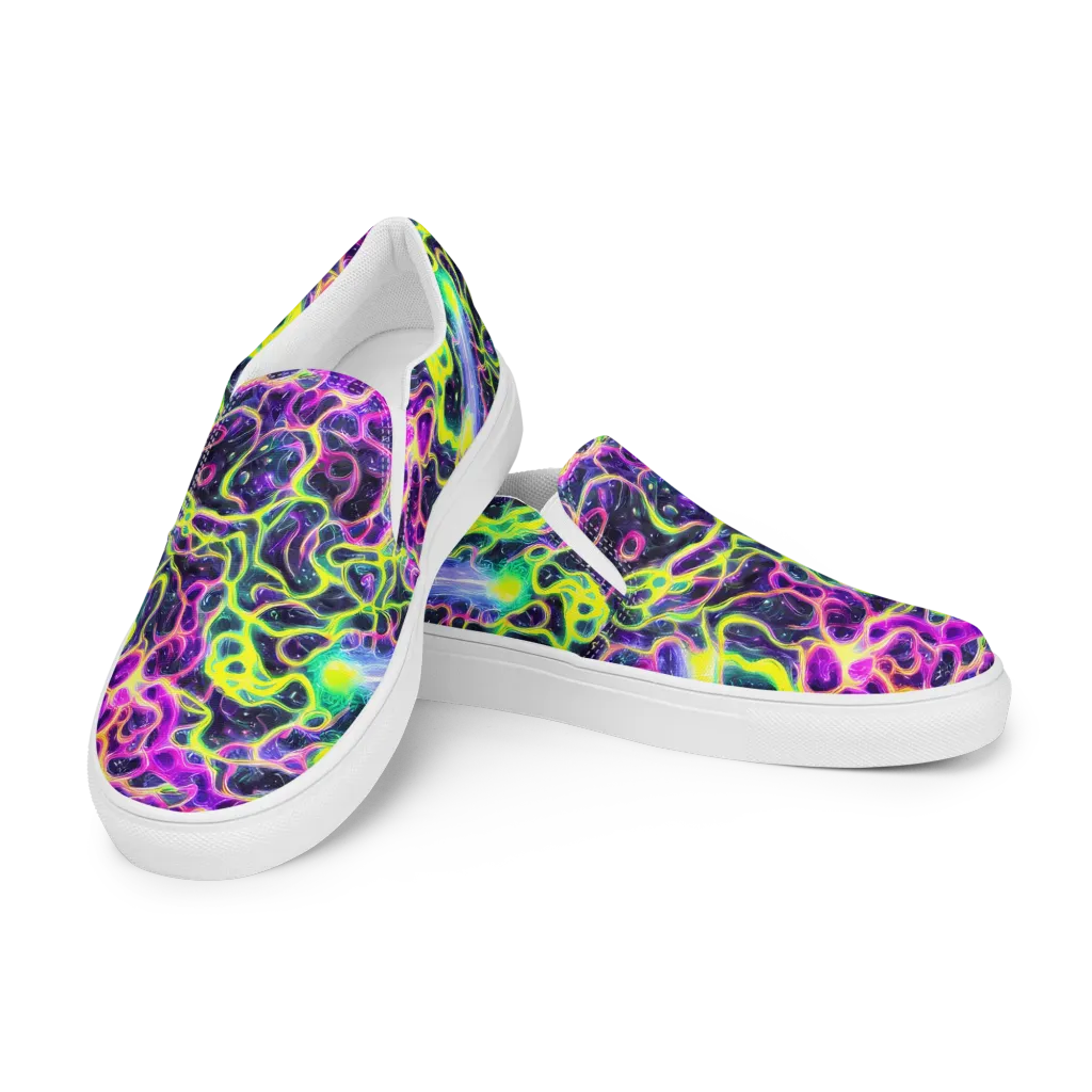 Limewire Lagoon on Men's Slip-On Canvas Shoes — Left Front