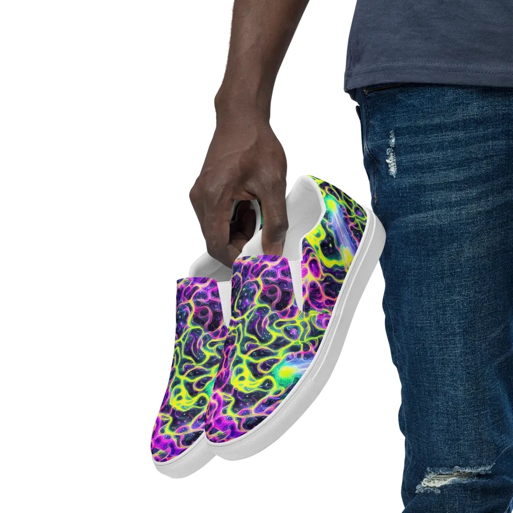 Limewire Lagoon on Men's Slip-On Canvas Shoes — Left Front