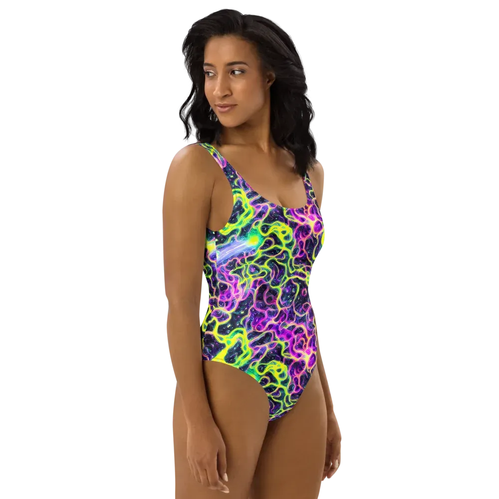 Limewire Lagoon on One-Piece Swimsuit — Right