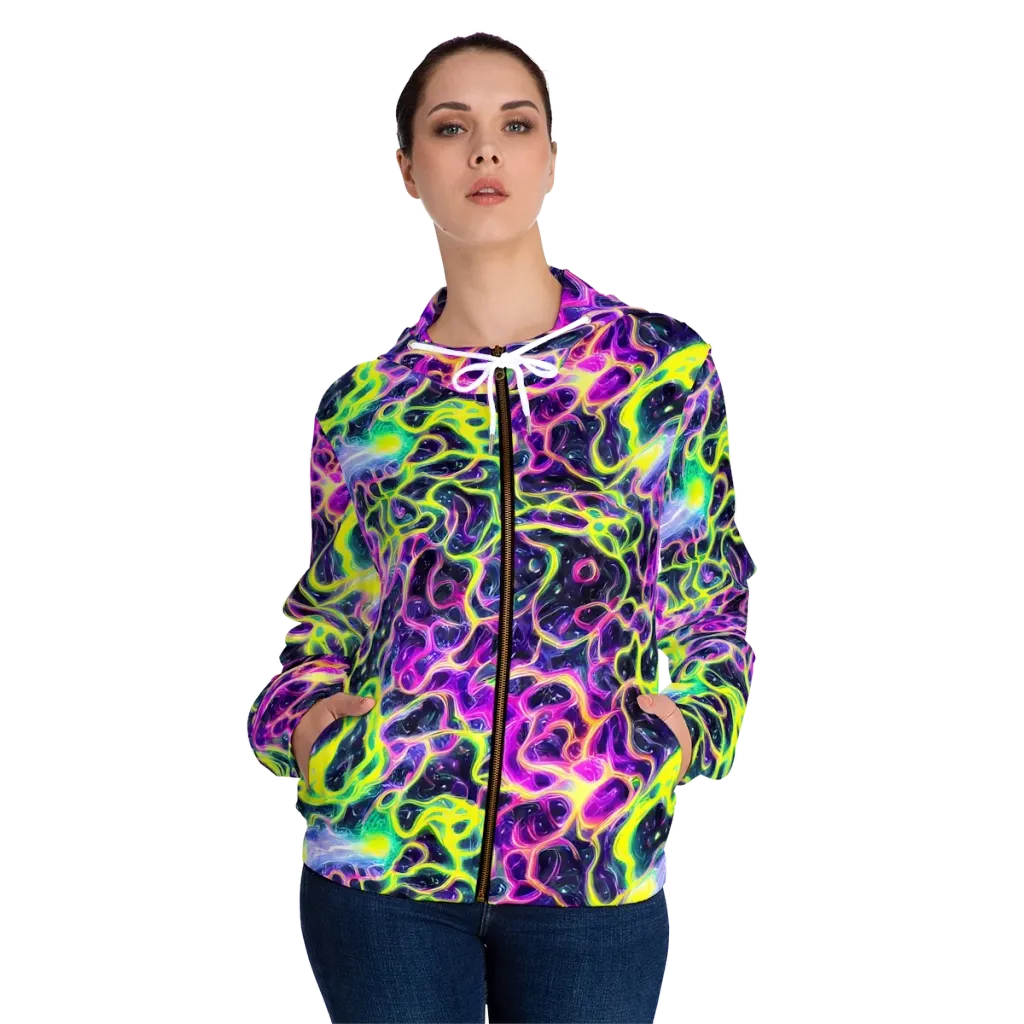 Limewire Lagoon on Women's Full-Zip Hoodie — Front On Person