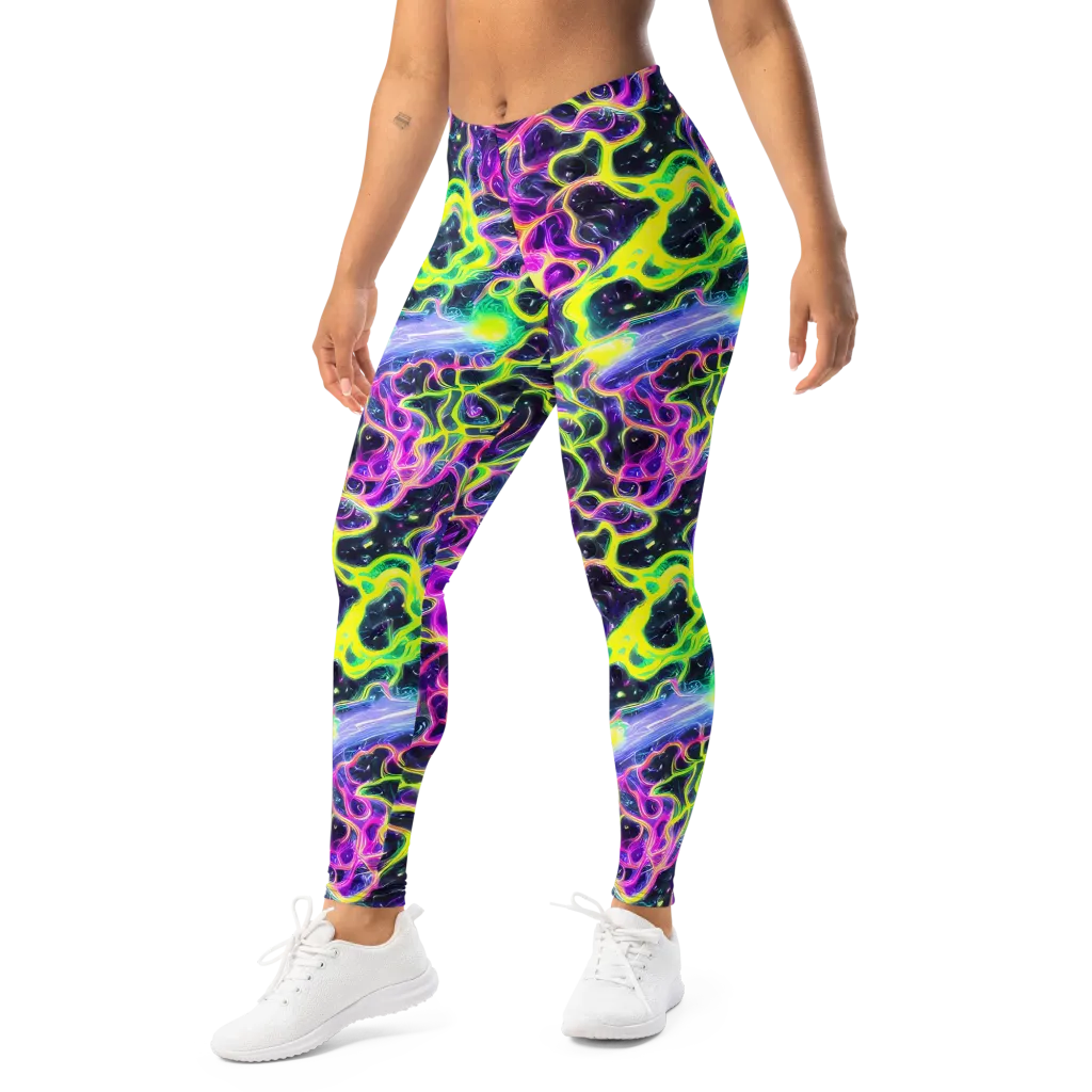 Limewire Lagoon on Leggings — Left Front