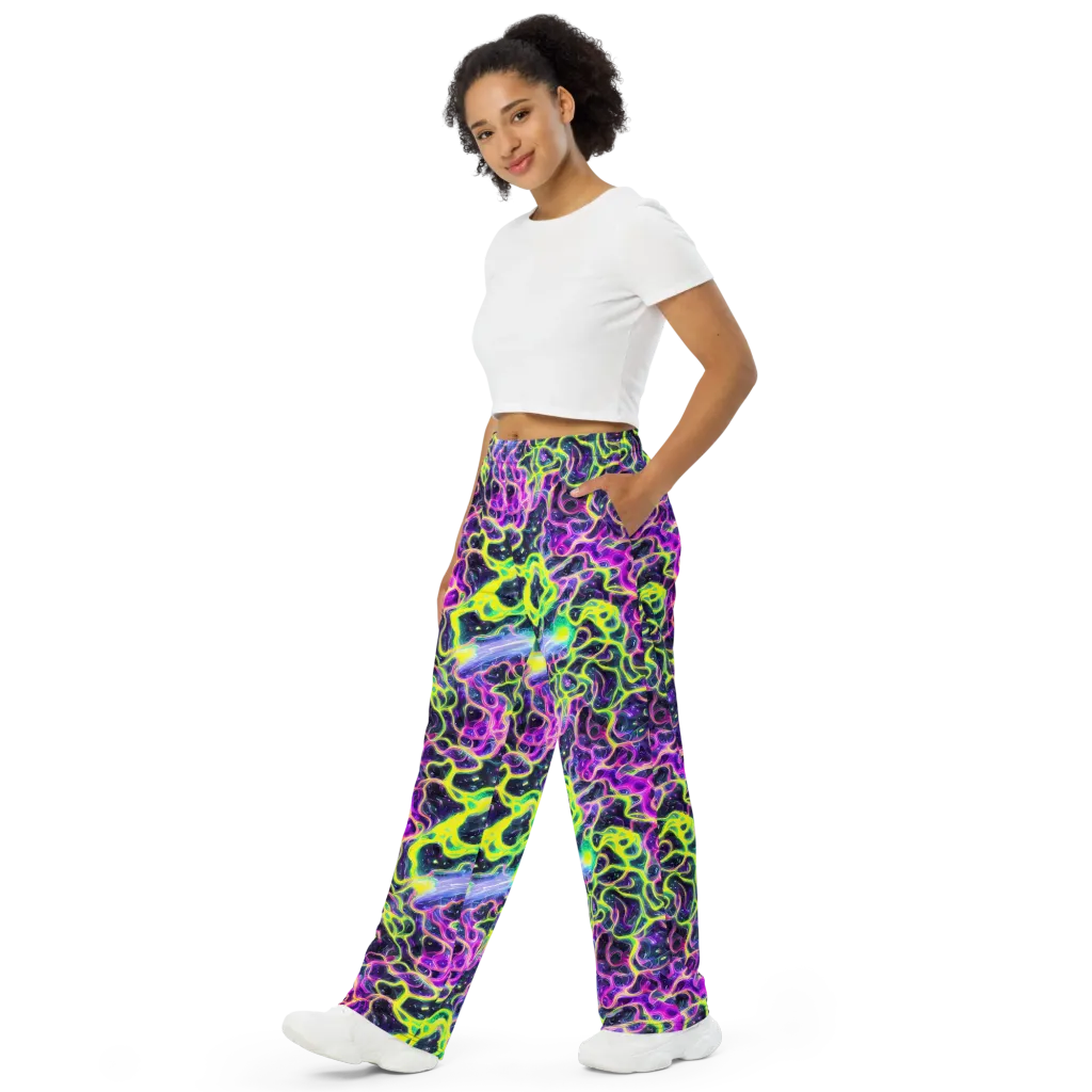 Limewire Lagoon on Wide-Leg Pants — Left Front