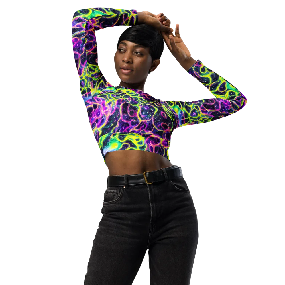 Limewire Lagoon on Long Sleeve Crop Top — Front
