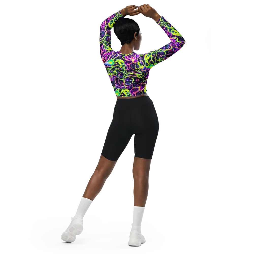 Limewire Lagoon on Long Sleeve Crop Top — Back