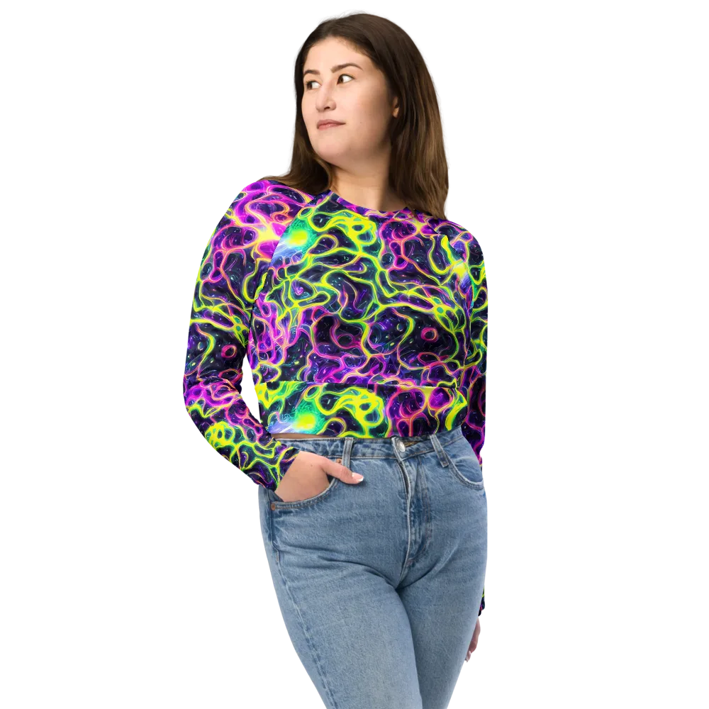 Limewire Lagoon on Long Sleeve Crop Top — Front