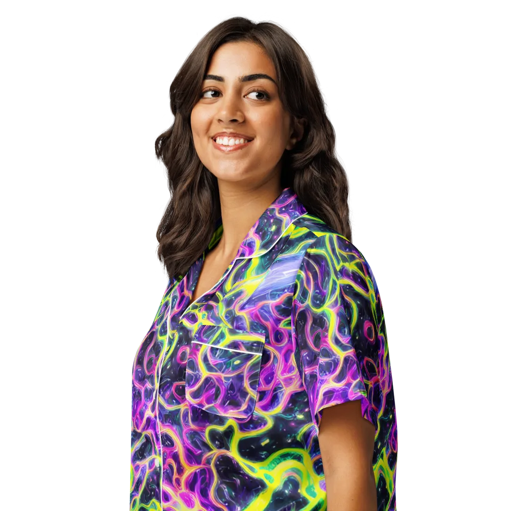 Limewire Lagoon on Women's Short Sleeve Pajama Top — Left Front
