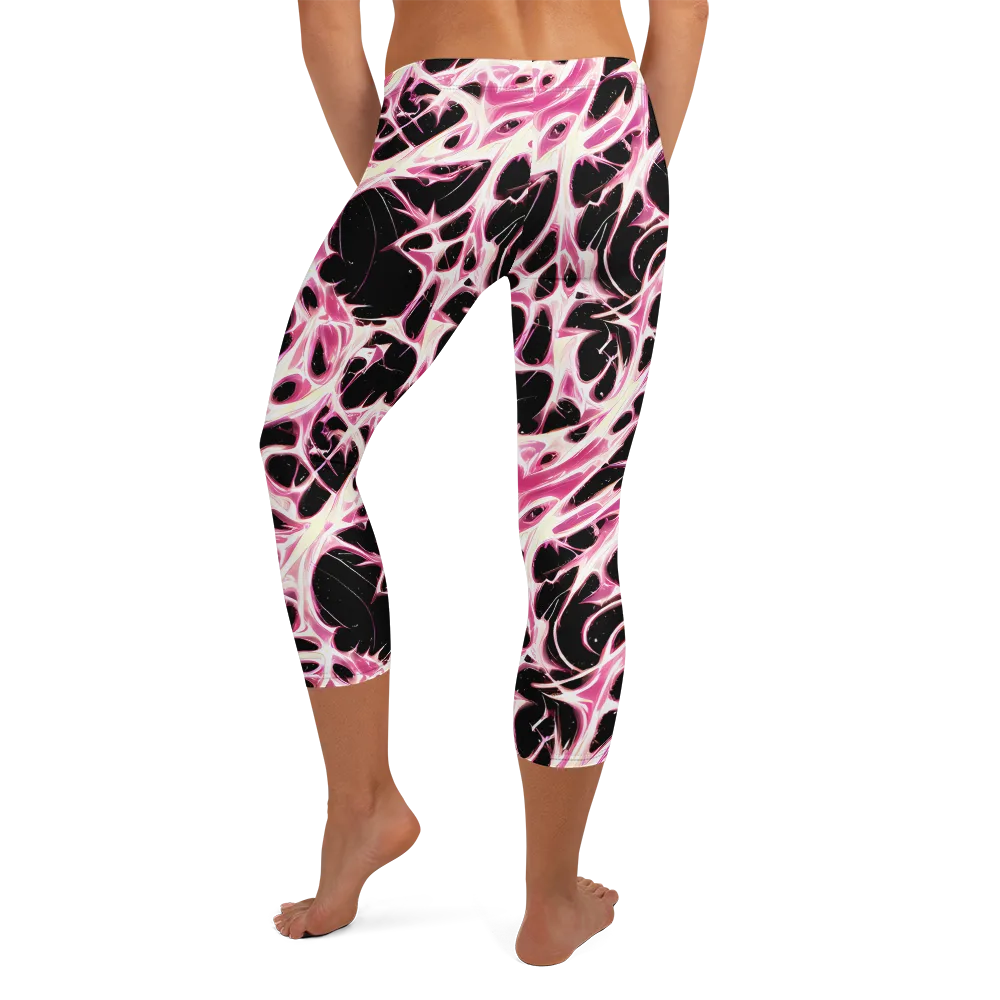 Fuchsia Fracture on Capri Leggings — Back