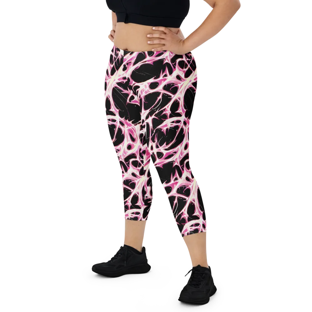 Fuchsia Fracture on Capri Leggings — Front