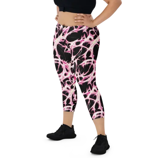 Fuchsia Fracture on a Capri Leggings