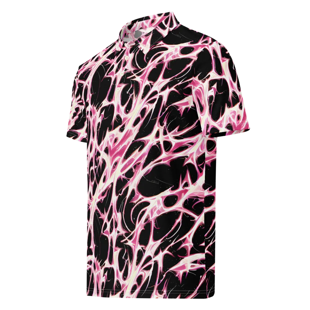 Fuchsia Fracture on Men's Slim Fit Polo Shirt — Left Front