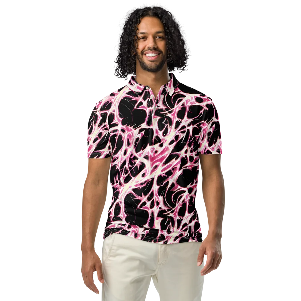 Fuchsia Fracture on Men's Slim Fit Polo Shirt — Front