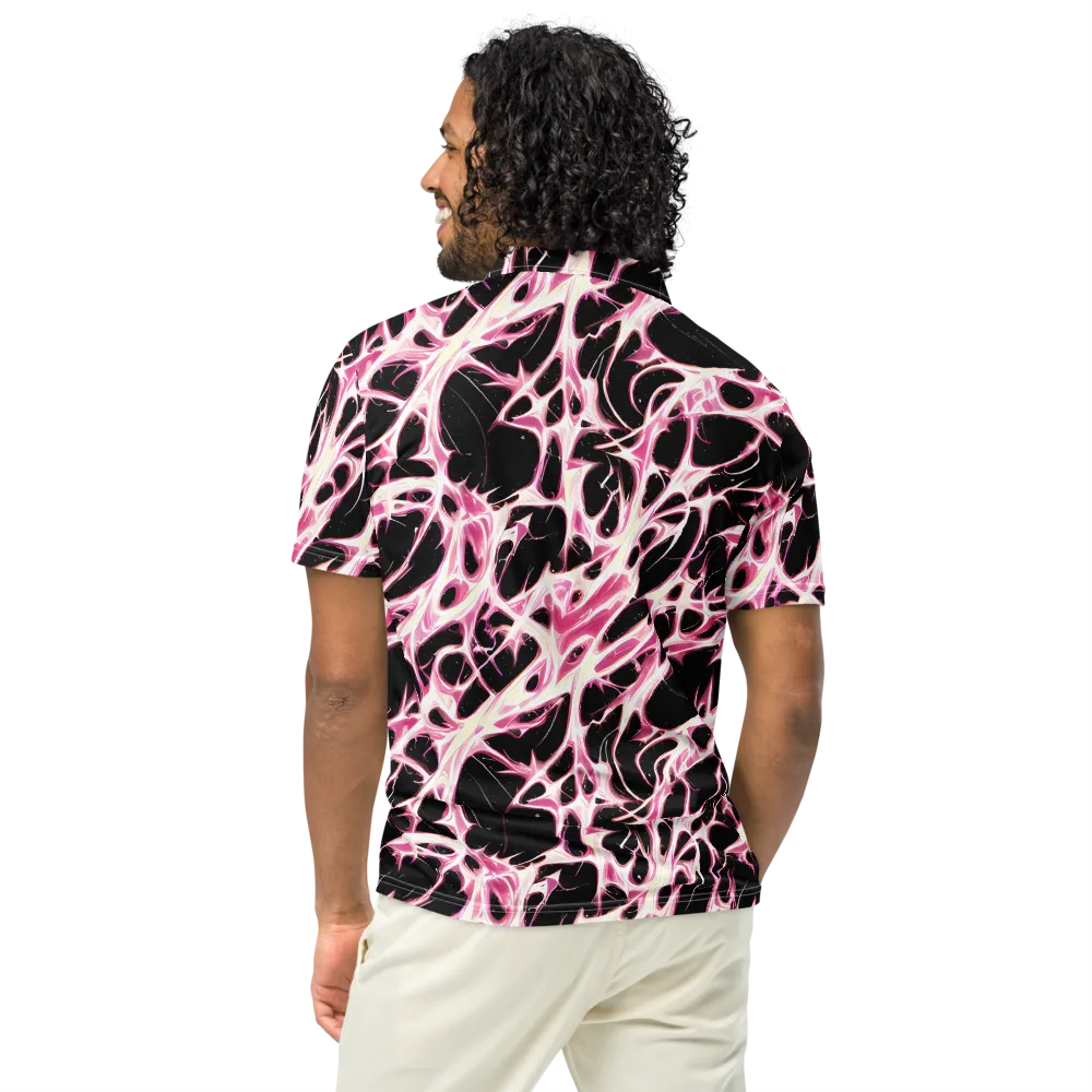 Fuchsia Fracture on Men's Slim Fit Polo Shirt — Back