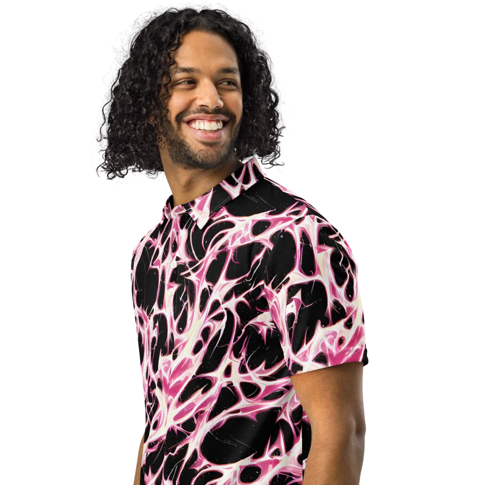 Fuchsia Fracture on Men's Slim Fit Polo Shirt — Left Front