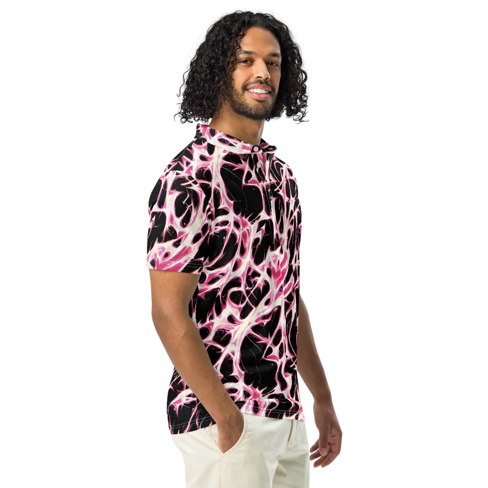 Fuchsia Fracture on Men's Slim Fit Polo Shirt — Right Front