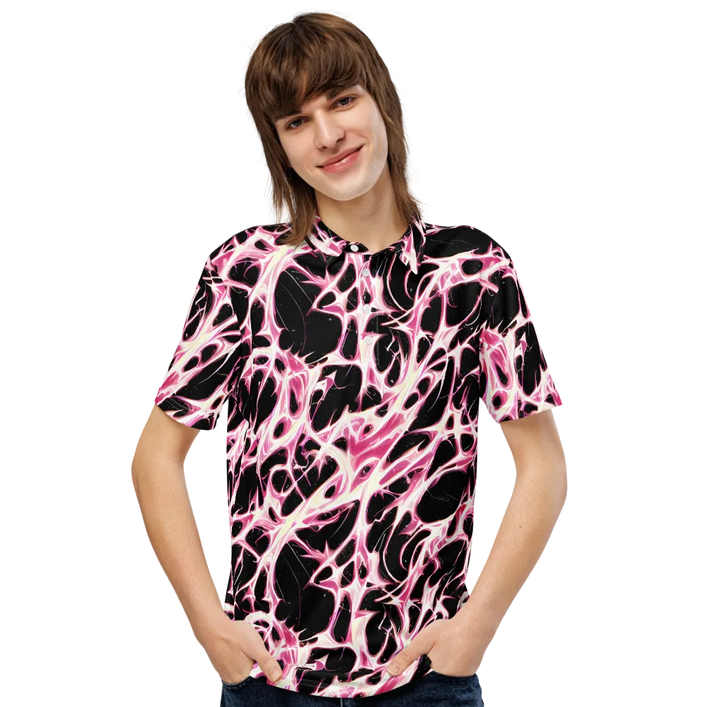 Fuchsia Fracture on Men's Slim Fit Polo Shirt — Front