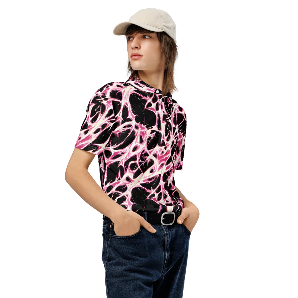Fuchsia Fracture on Men's Slim Fit Polo Shirt — Right Front