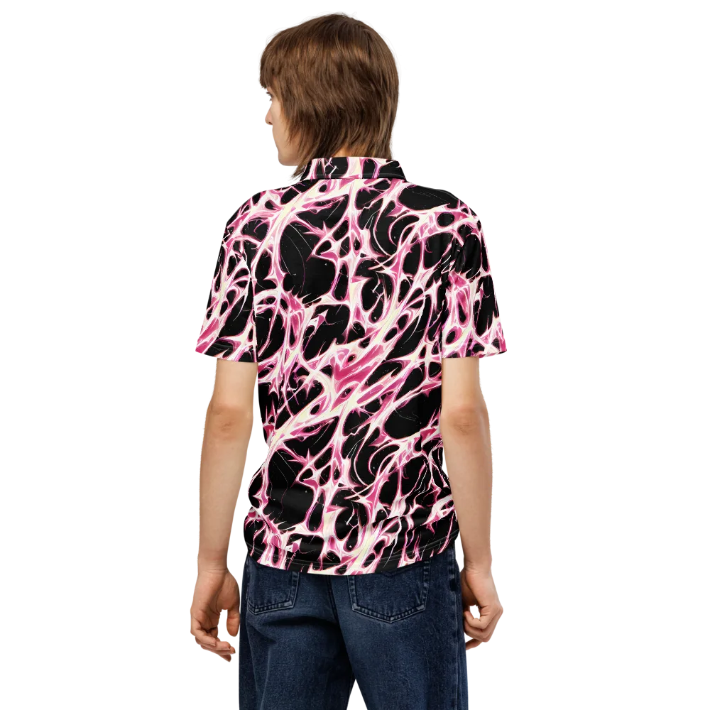 Fuchsia Fracture on Men's Slim Fit Polo Shirt — Back